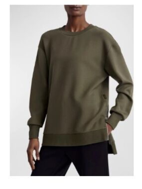 Varley Women's Charter Sweat 2.0 Side Zip Pullover Sweatshirt Olive, Size XS